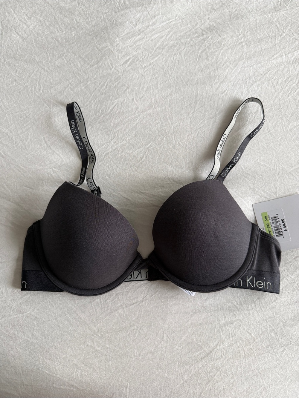 Calvin Klein Black Padded T-Shirt Bra with Logo Straps